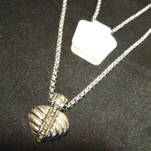 Park Lane Silver Heart Pendant Necklace 22 In Long Rolo Chain